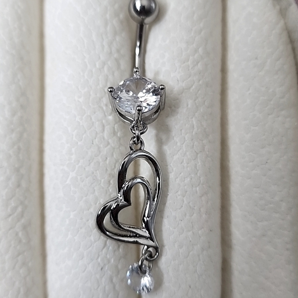 HEART Crystal BELLY BUTTON RING Multi GEMS